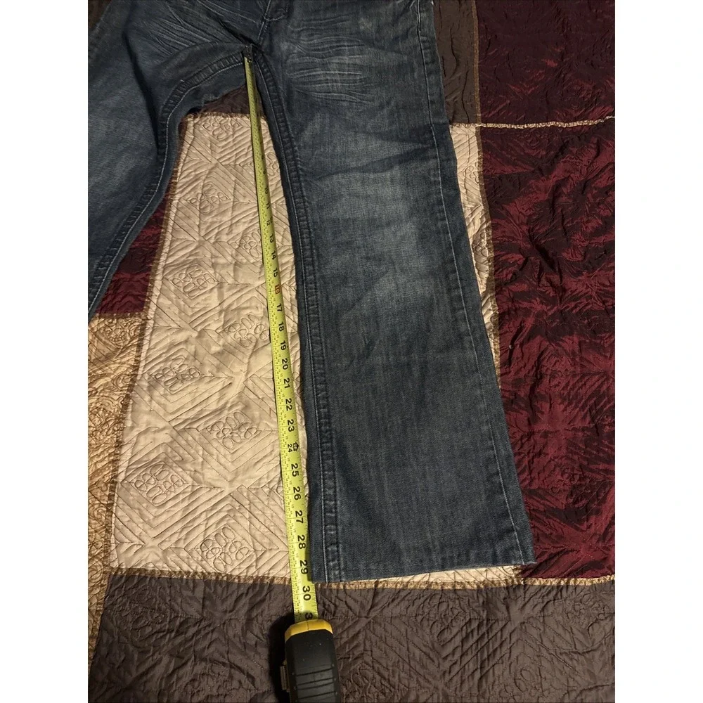 Reward Jeans Mens 32x29 Straight Fit‎ Denim Dark Wash Saw Tooth Pocket Hemmed